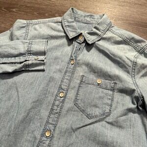 Gap Shirt Womens XS Blue Chambray 1969 Blue Denim Chambray Button Up Long Sleeve